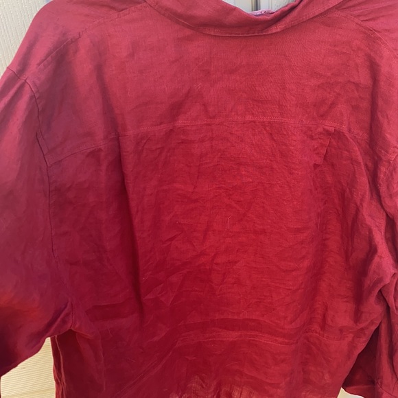 AK Anne Klein Burgundy Button Down Linen Blouse 18 - Picture 12 of 12